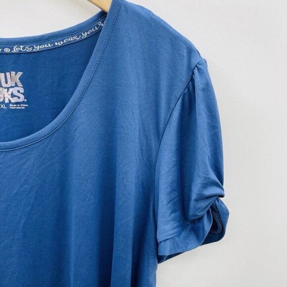 Muk Luks Womens Size XL Short Sleeve Soft Pajama Sleep Shirt in Blue 1576 - Picture 3 of 8